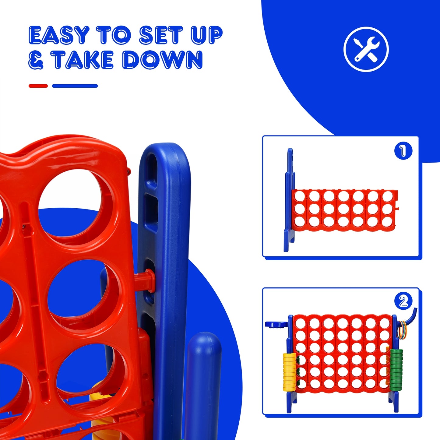 2.5 Feet 4-to-Score Giant Game Set-Blue Kids Crystal