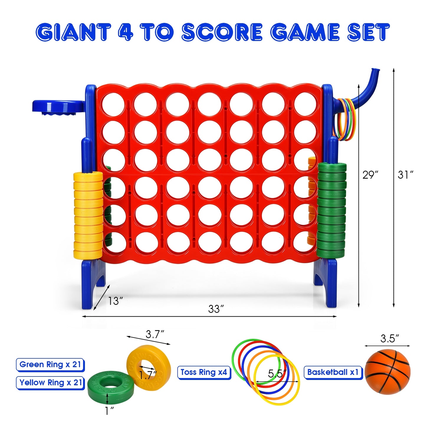 2.5 Feet 4-to-Score Giant Game Set-Blue Kids Crystal