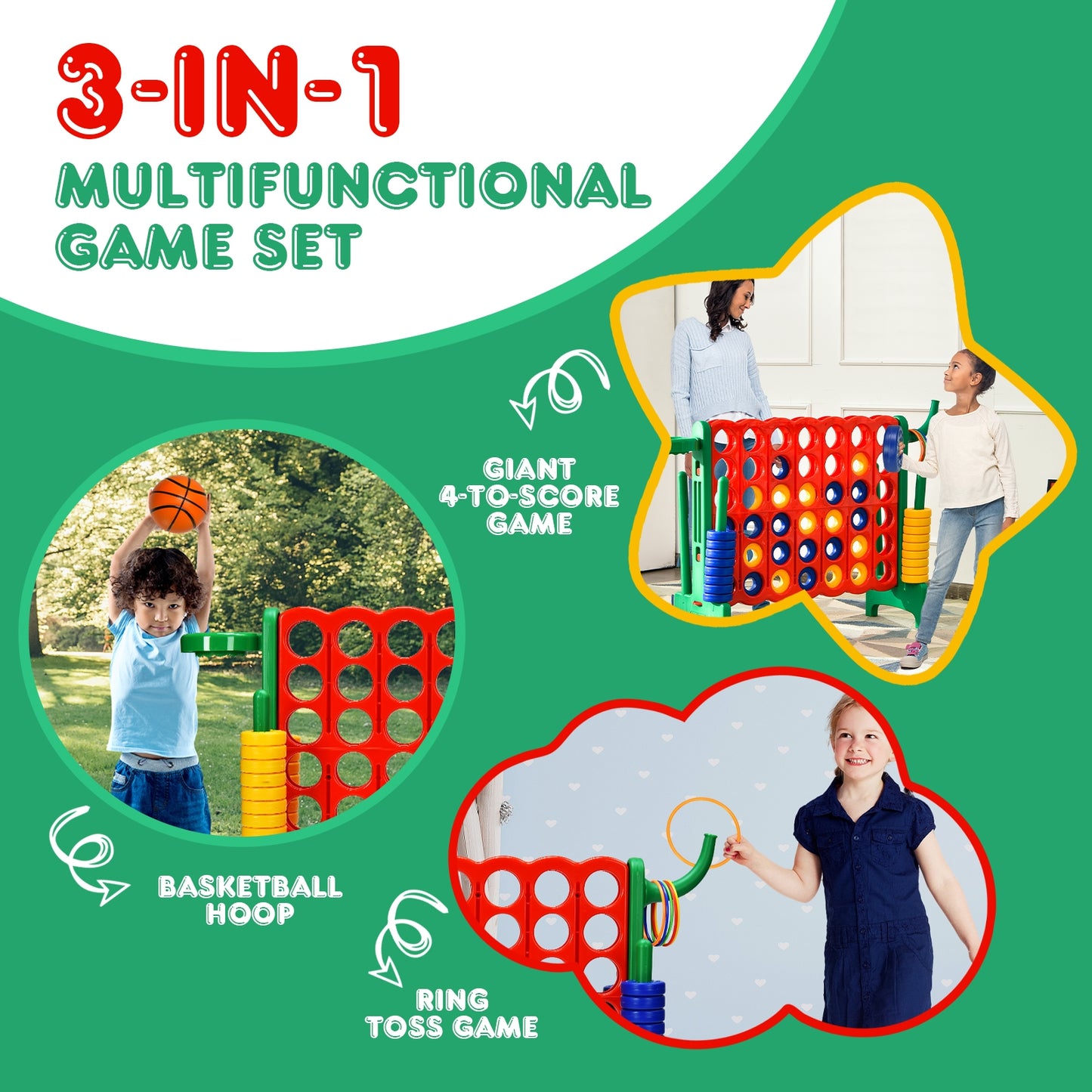 2.5ft 4-to-Score Giant Game Set-Green Kids Crystal