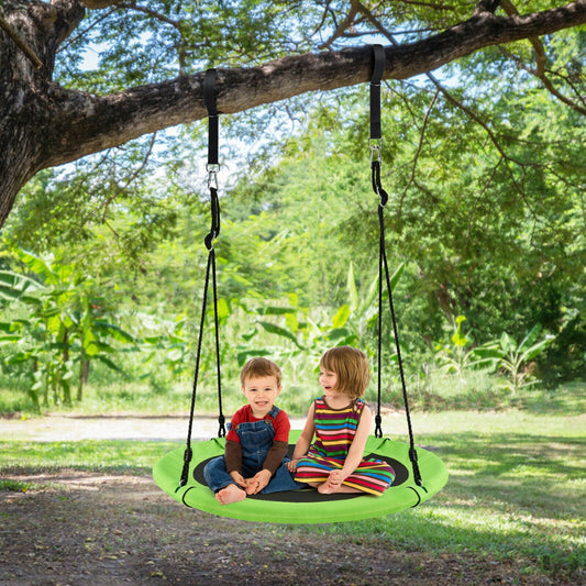 40 Inch 770 lbs Flying Saucer Tree Swing Kids Gift with 2 Tree Hanging Straps-Green Kids Crystal