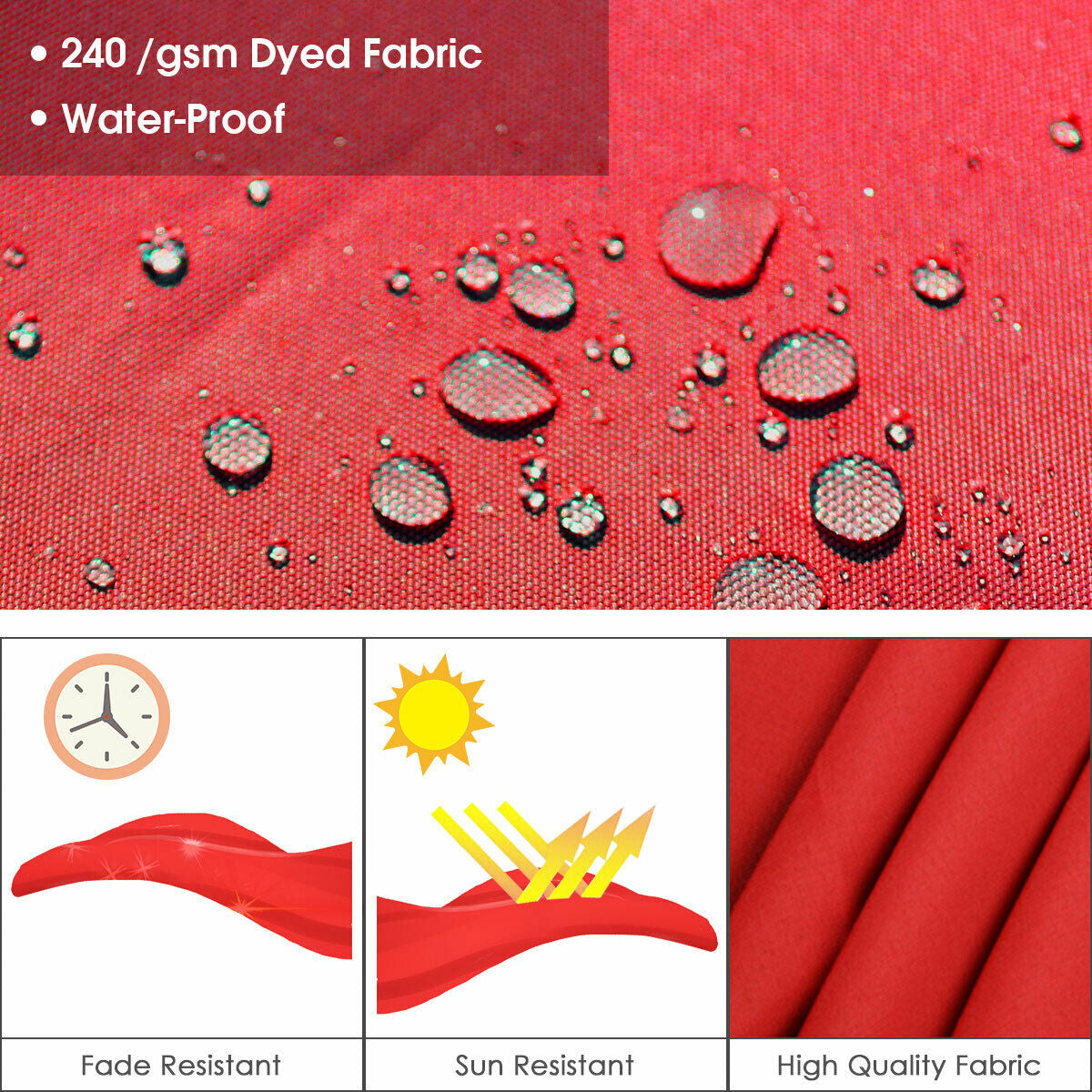 11 Feet Patio Offset Cantilever Umbrella 360° Rotation Aluminum Tilt-Red Kids Crystal