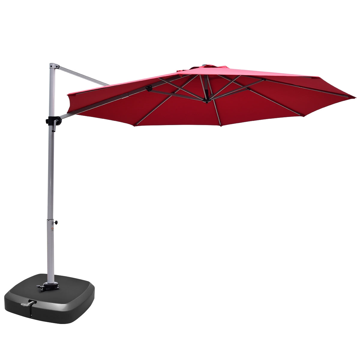 11 Feet Patio Offset Cantilever Umbrella 360° Rotation Aluminum Tilt-Red Kids Crystal