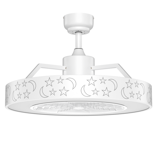 23 Inch Ceiling Fan with LED Light and Remote Control-White Kids Crystal