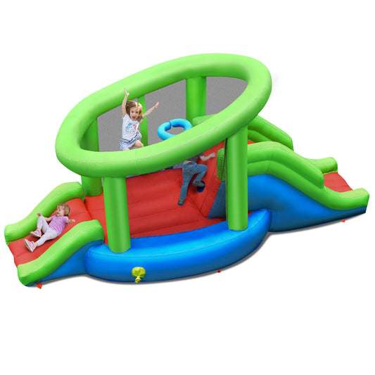 Inflatable Dual Slide Basketball Game Bounce House Without Blower Kids Crystal