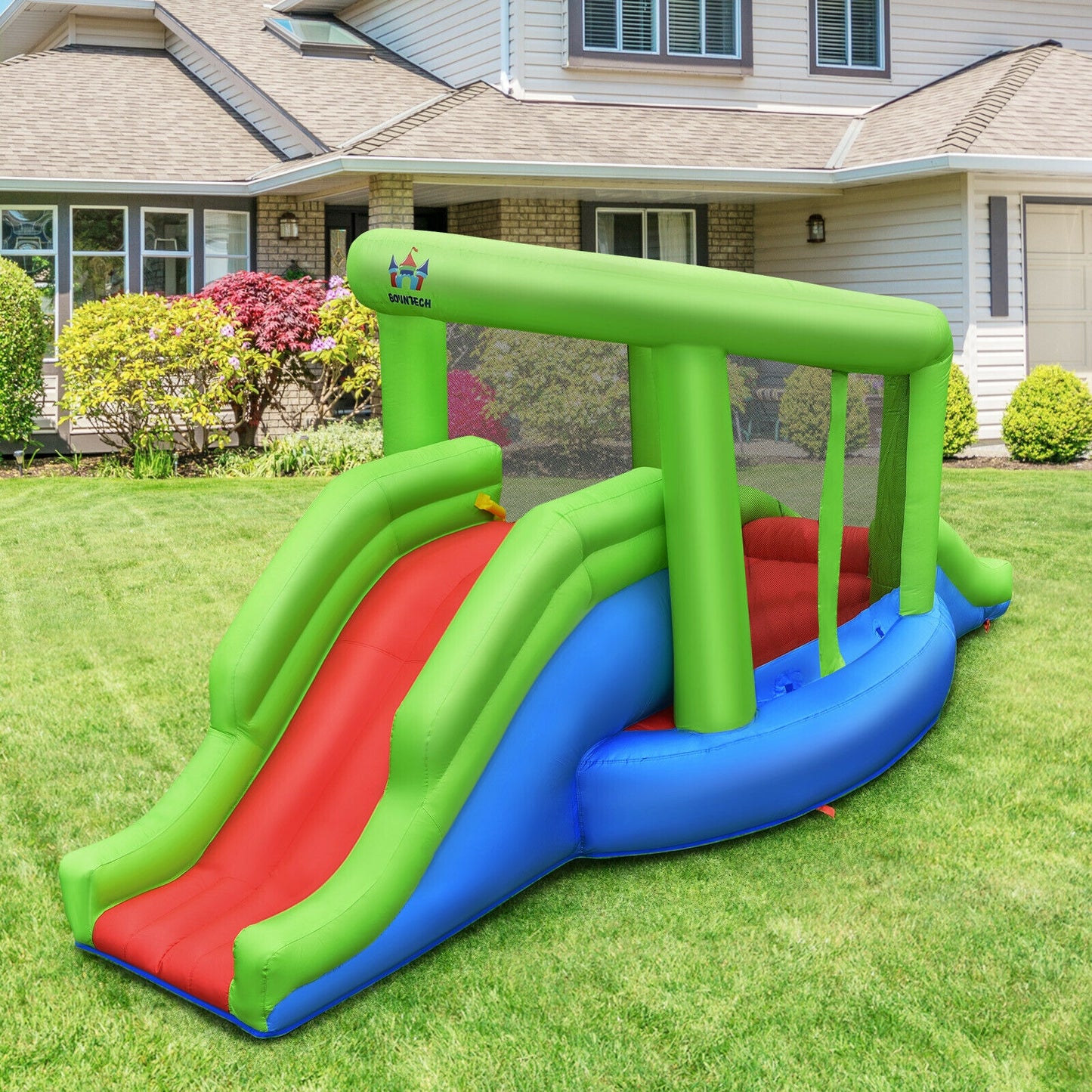Inflatable Dual Slide Basketball Game Bounce House Without Blower Kids Crystal