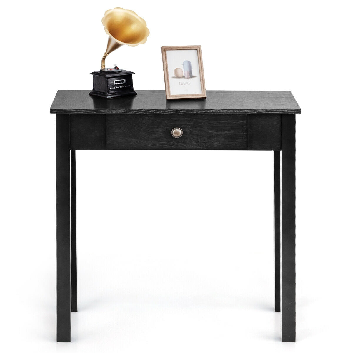 Small Space Console Table with Drawer for Living Room Bathroom Hallway-Black Kids Crystal