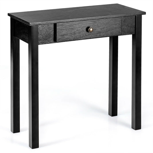 Small Space Console Table with Drawer for Living Room Bathroom Hallway-Black Kids Crystal