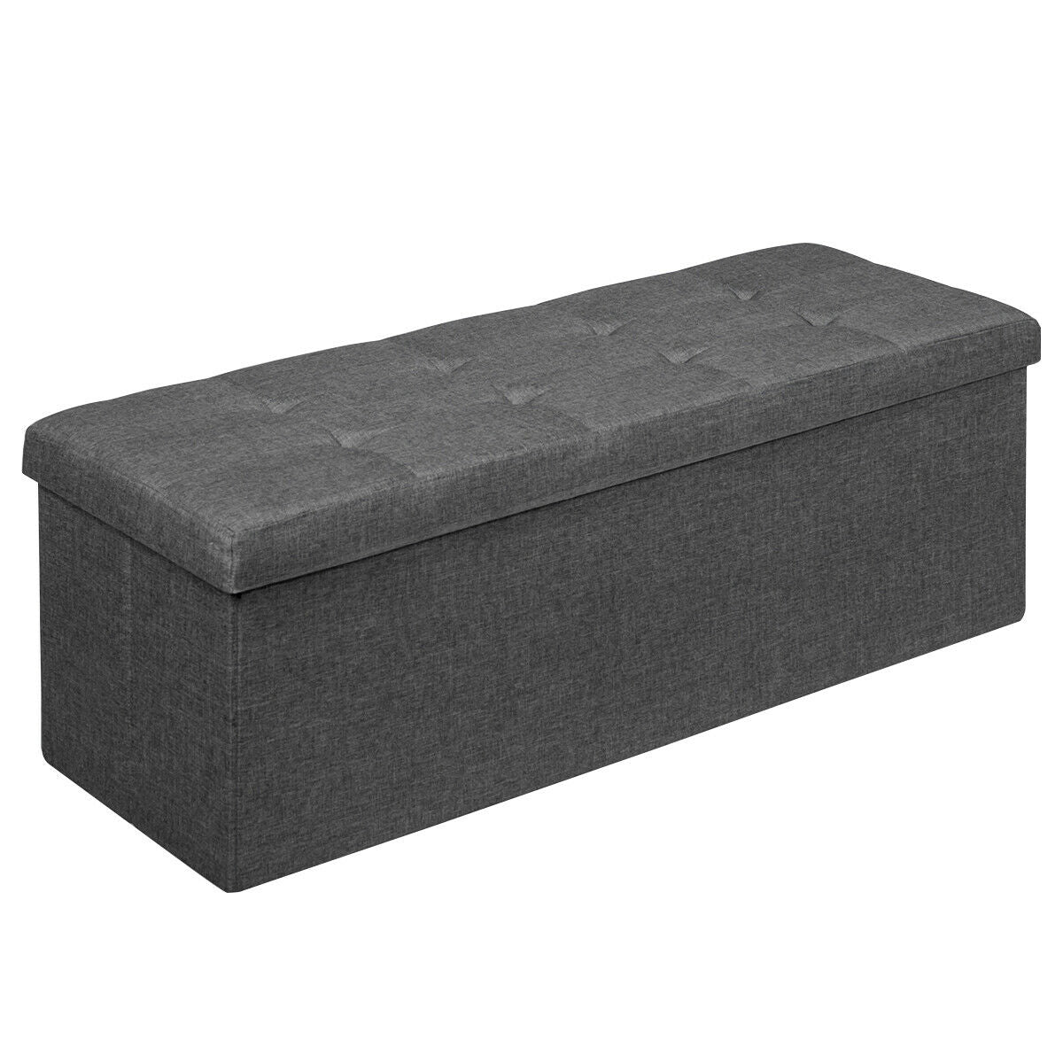 Large Fabric Folding Storage Chest with Smart lift Divider Bed End Ottoman Bench-Dark Gray Kids Crystal