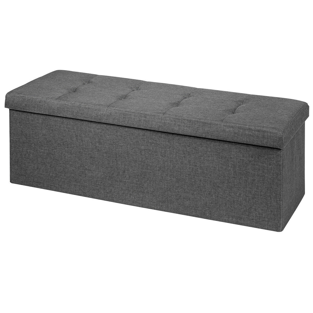 Large Fabric Folding Storage Chest with Smart lift Divider Bed End Ottoman Bench-Dark Gray Kids Crystal