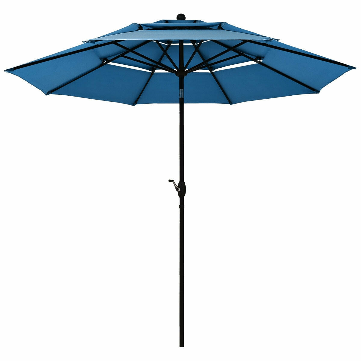 10ft 3 Tier Outdoor Patio Umbrella with Double Vented-Blue Kids Crystal