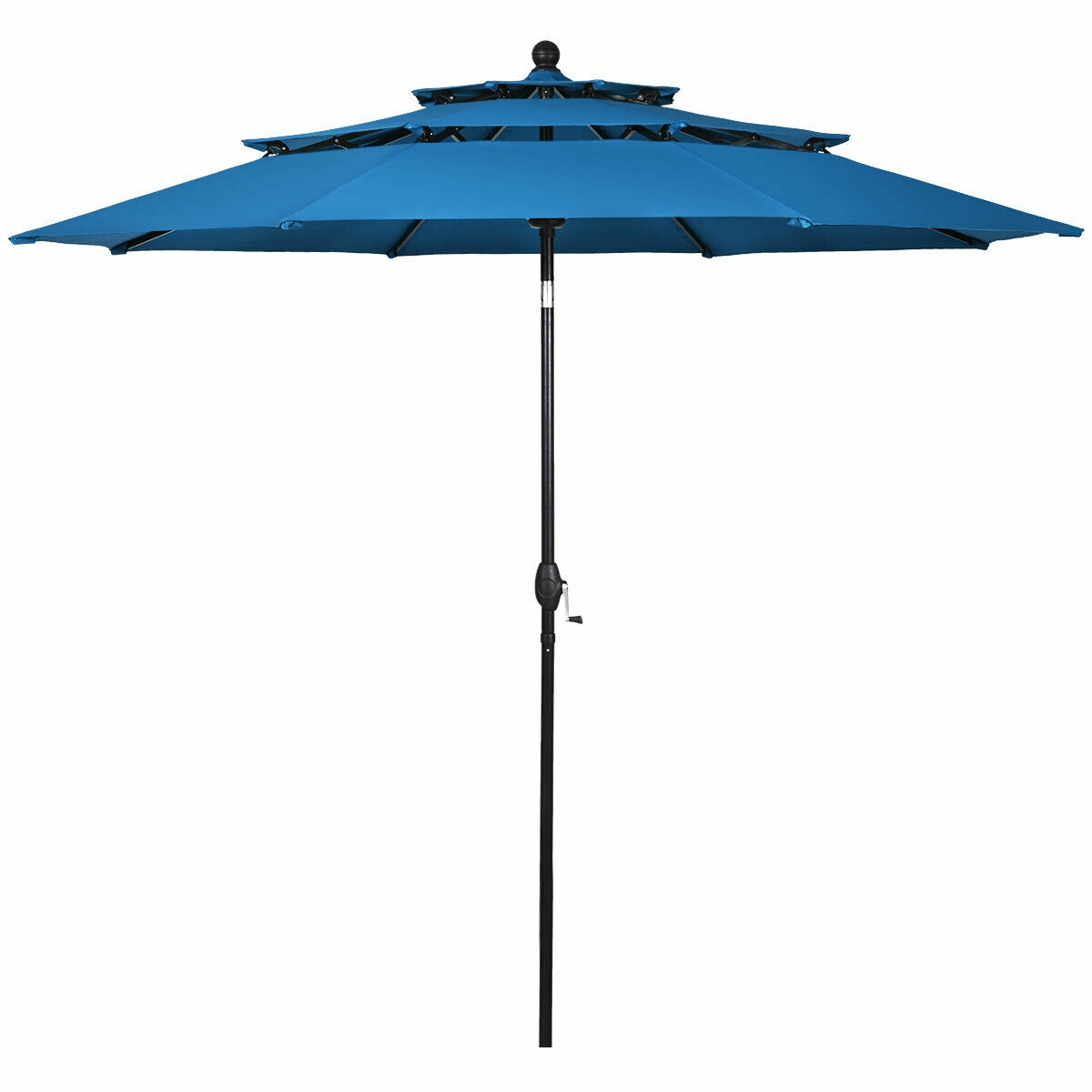 10ft 3 Tier Outdoor Patio Umbrella with Double Vented-Blue Kids Crystal