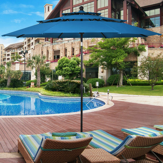 10ft 3 Tier Outdoor Patio Umbrella with Double Vented-Blue Kids Crystal