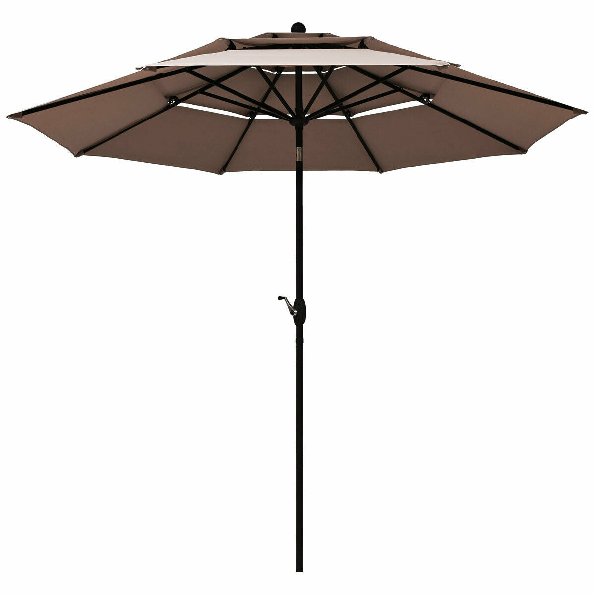 10ft 3 Tier Outdoor Patio Umbrella with Double Vented-Tan Kids Crystal