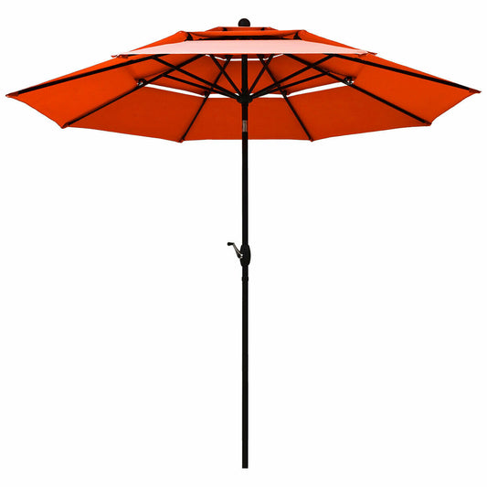 10ft 3 Tier Outdoor Patio Umbrella with Double Vented-Orange Kids Crystal