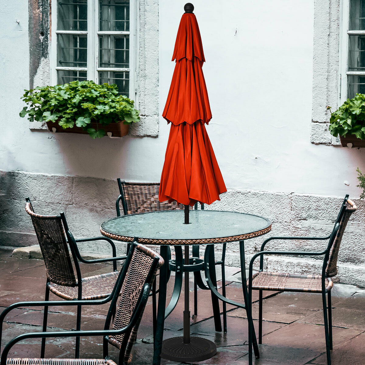 10ft 3 Tier Outdoor Patio Umbrella with Double Vented-Orange Kids Crystal