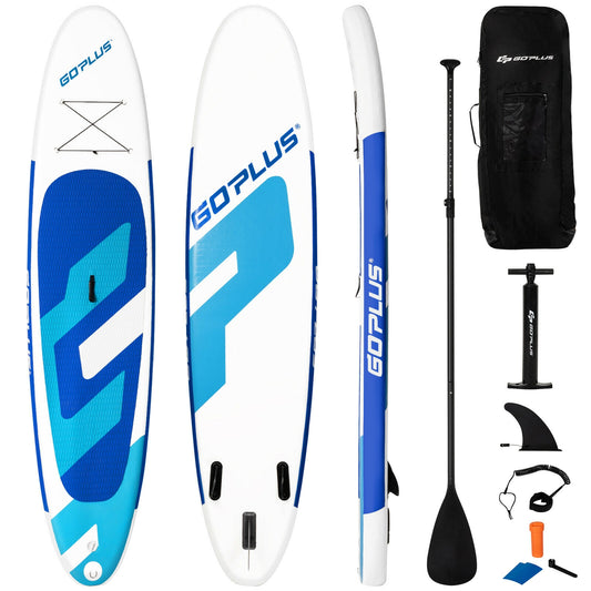 10 Feet Inflatable Stand Up Paddle Board 6 inch Thick with Backpack Leash Aluminum Paddle Kids Crystal