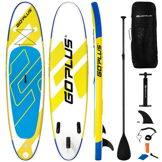 10 Feet Inflatable Stand Up Paddle Board with Backpack Leash and Aluminum Paddle Kids Crystal