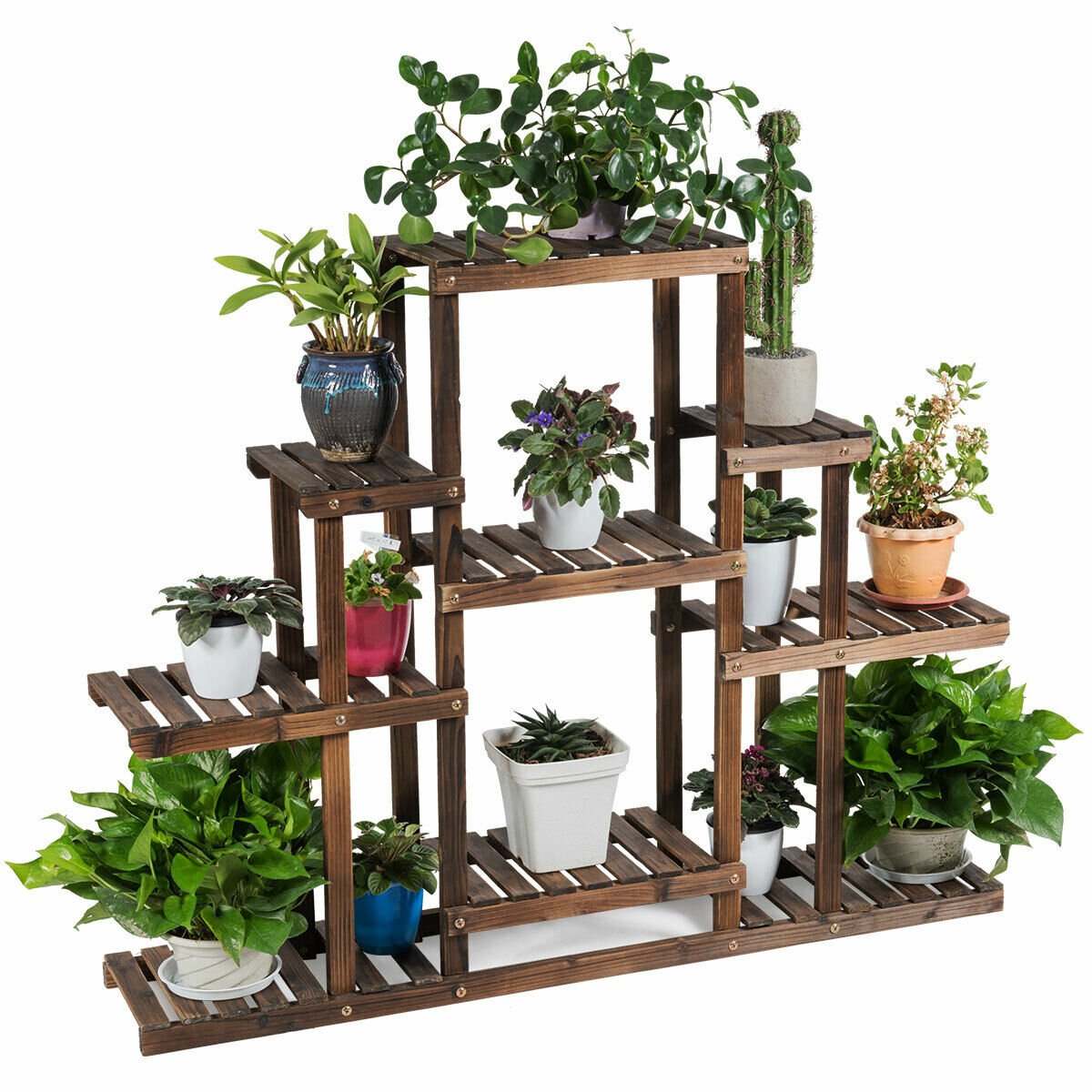 6-Tier Flower Wood Stand Plant Display Rack Storage Shelf Kids Crystal