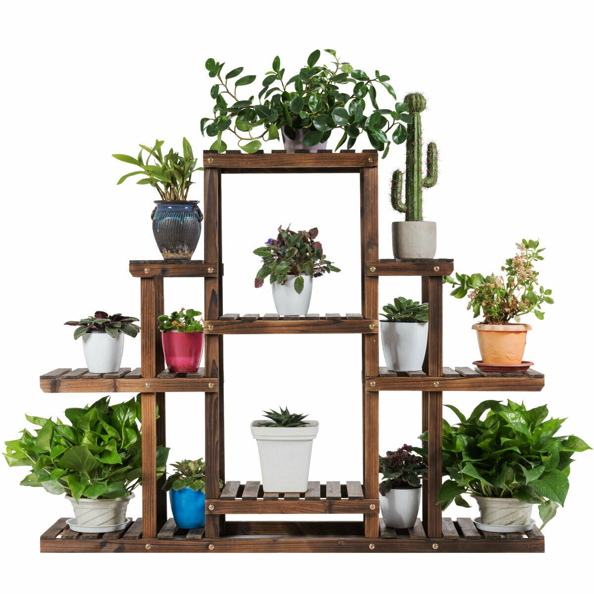 6-Tier Flower Wood Stand Plant Display Rack Storage Shelf Kids Crystal