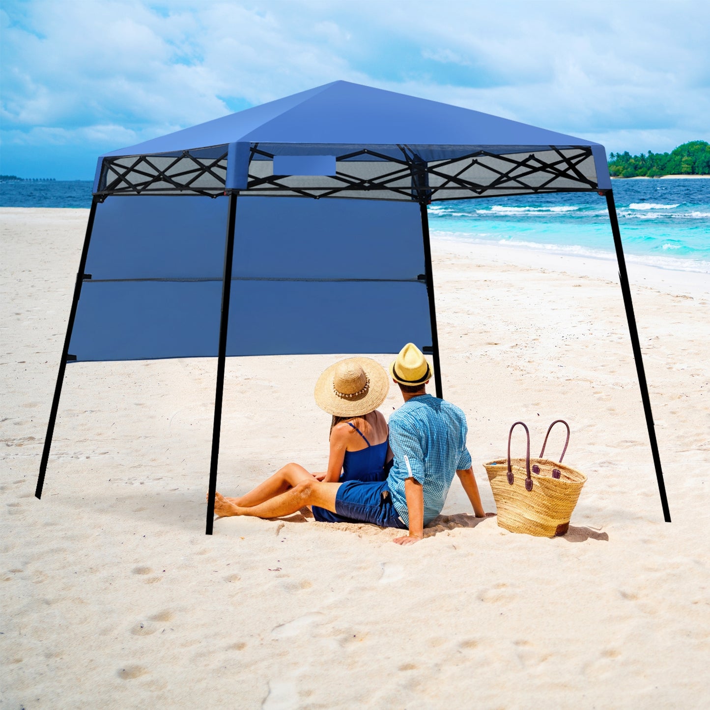 7 x 7 Feet Sland Adjustable Portable Canopy Tent with Backpack-Blue Kids Crystal