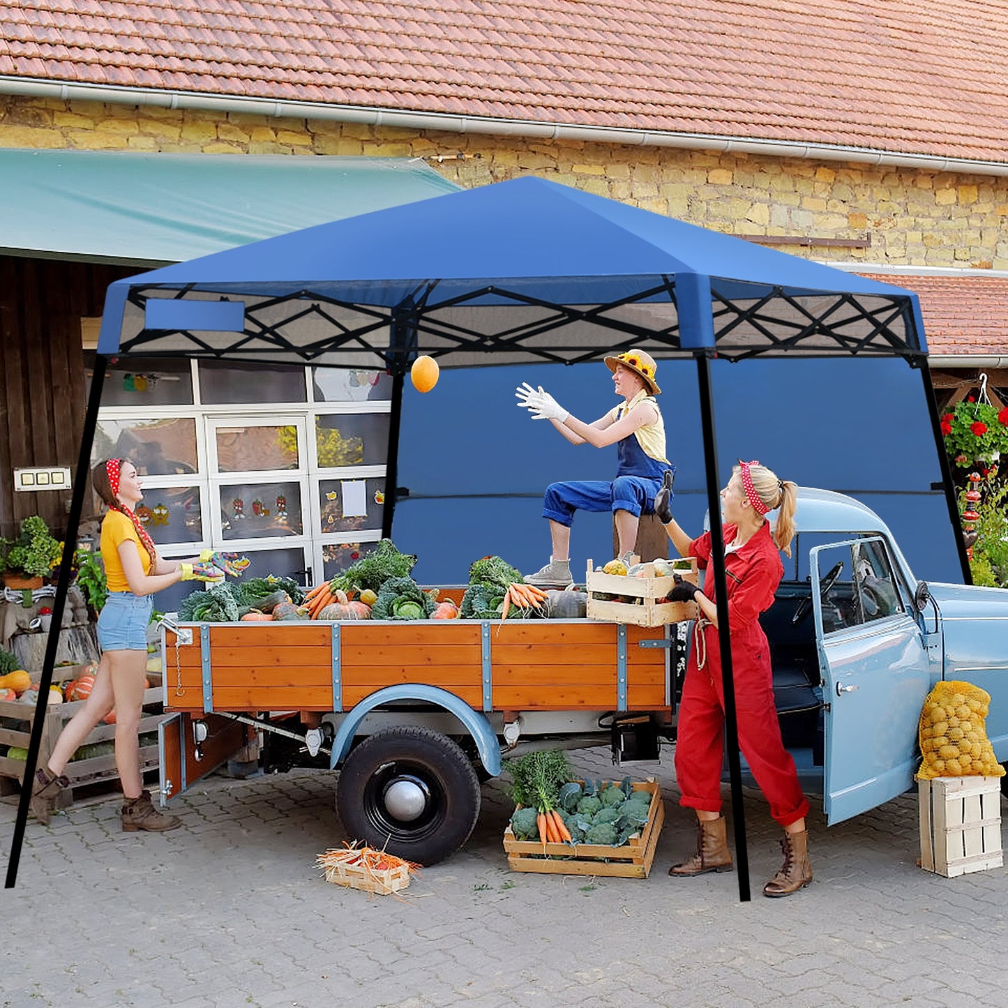 7 x 7 Feet Sland Adjustable Portable Canopy Tent with Backpack-Blue Kids Crystal