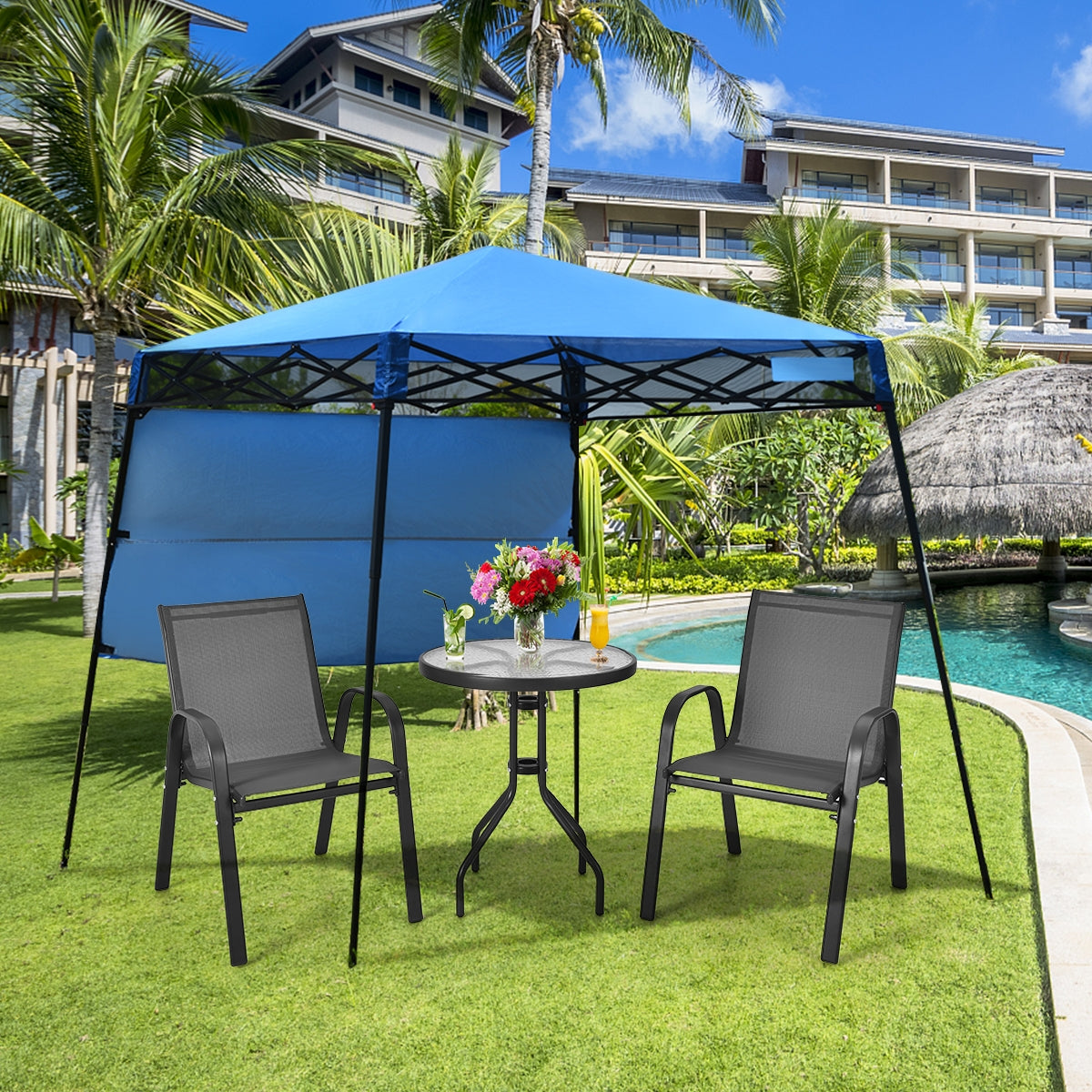 7 x 7 Feet Sland Adjustable Portable Canopy Tent with Backpack-Blue Kids Crystal