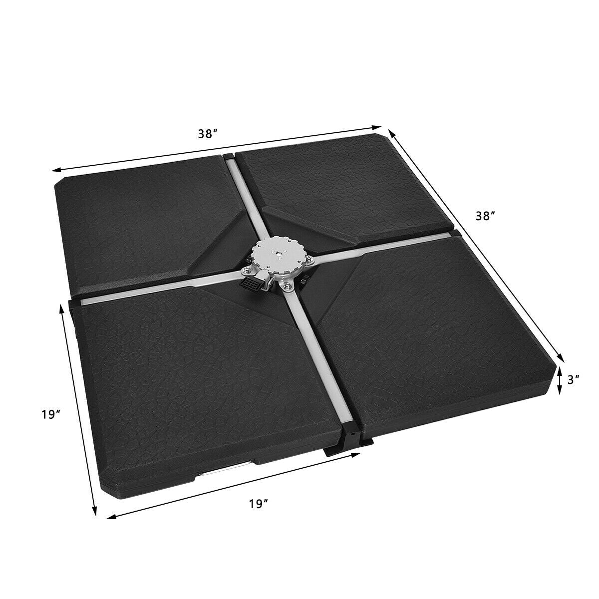 4 Pieces Square Fillable Patio Umbrella Base Set with Handle and Funnel Kids Crystal