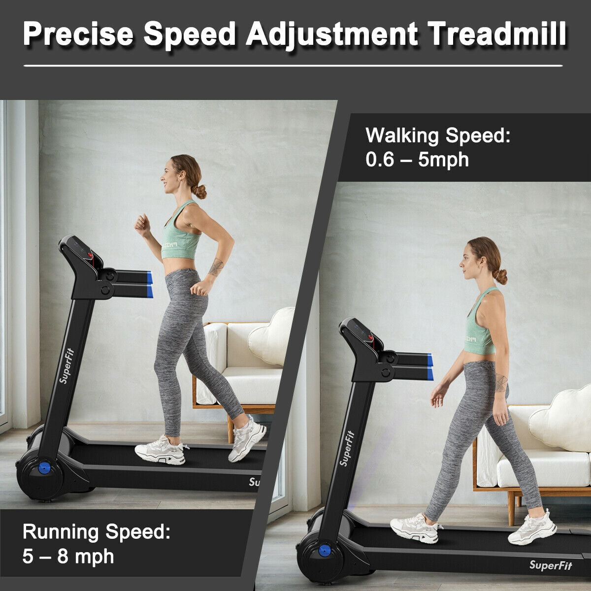 3HP Folding Electric Treadmill Running Machine-Blue Kids Crystal