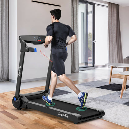 3HP Folding Electric Treadmill Running Machine-Blue