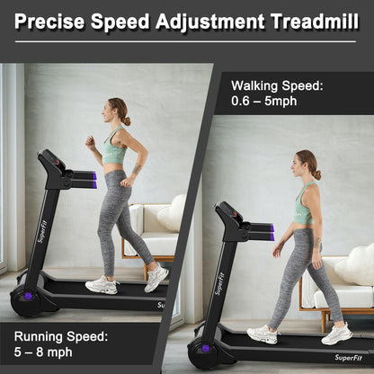 3HP Folding Electric Treadmill Running Machine-Purple