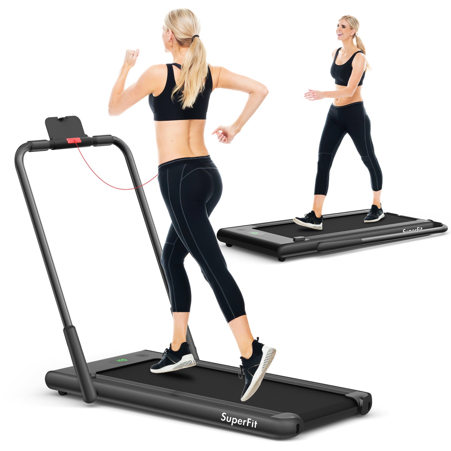 2-in-1 Folding Treadmill with Remote Control and LED Display-Black Kids Crystal