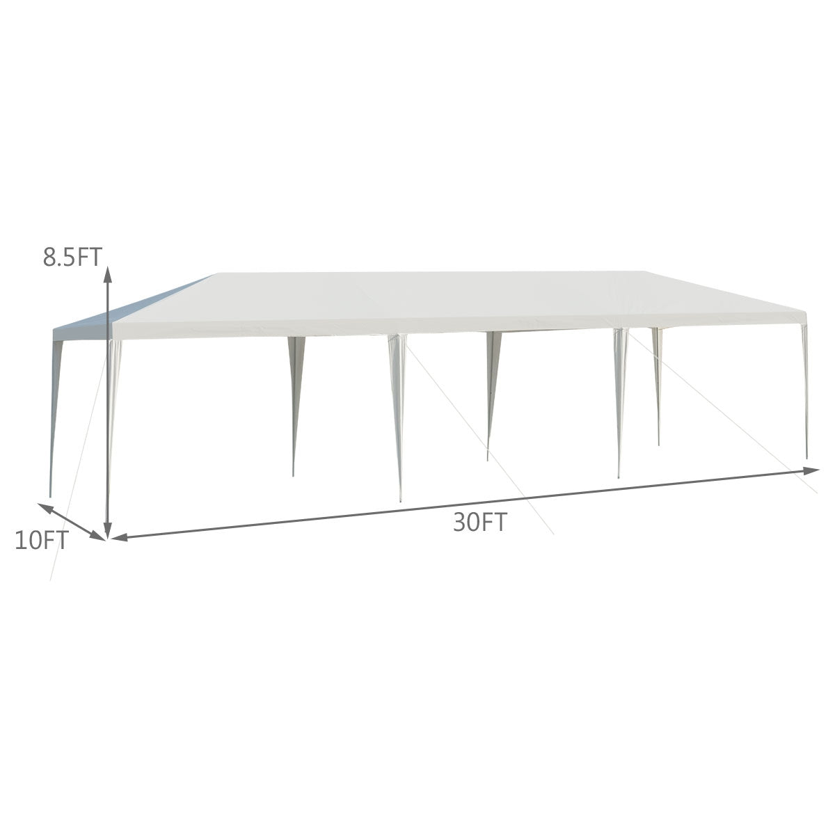 10 x 30 Feet Gazebo Canopy Tent with Connection Stakes and Wind Ropes Kids Crystal
