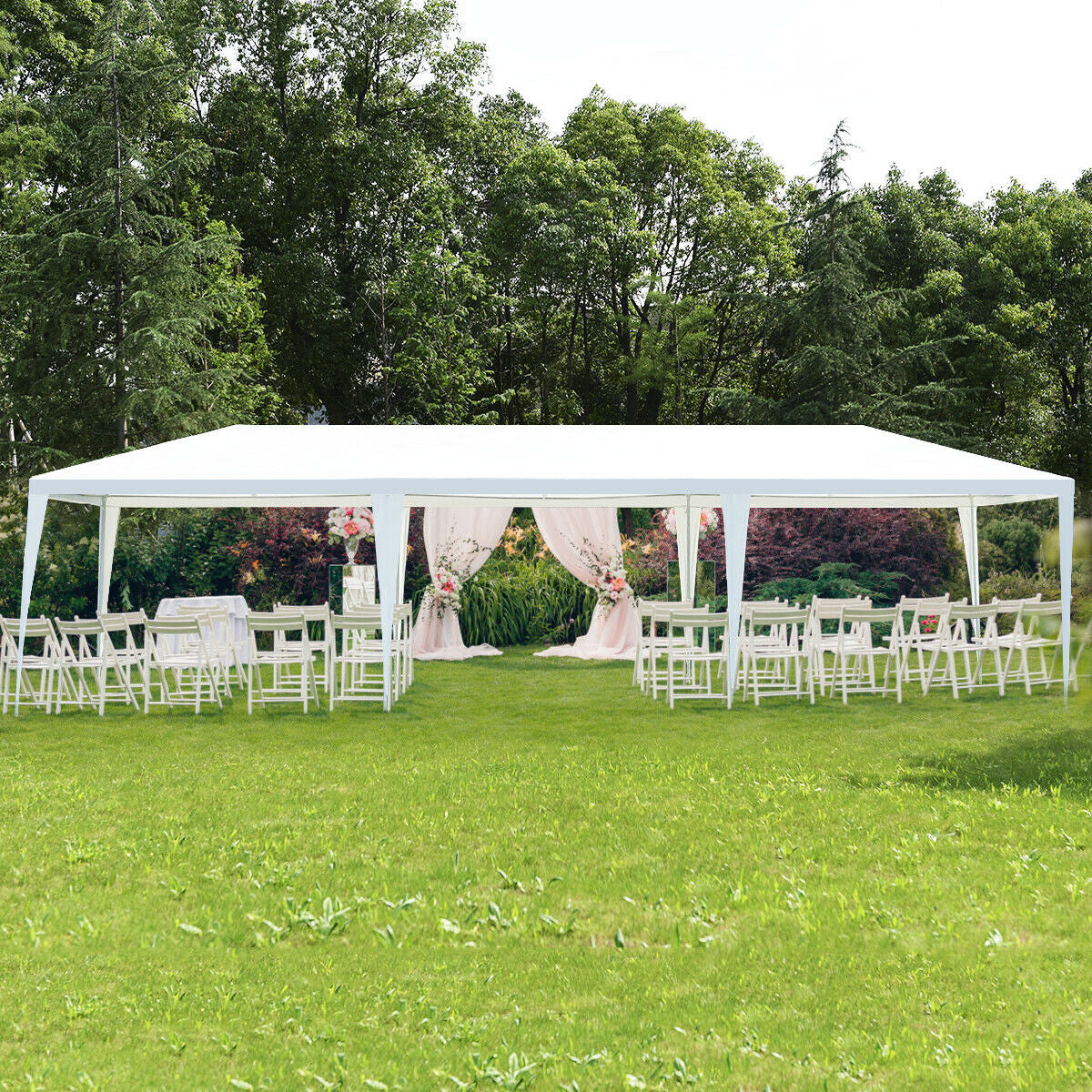 10 x 30 Feet Gazebo Canopy Tent with Connection Stakes and Wind Ropes Kids Crystal