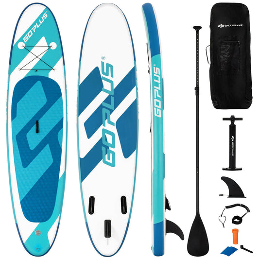 10 Feet Inflatable Stand Up Paddle Board 6 Inch Thick with Backpack Leash Aluminum Paddle Kids Crystal