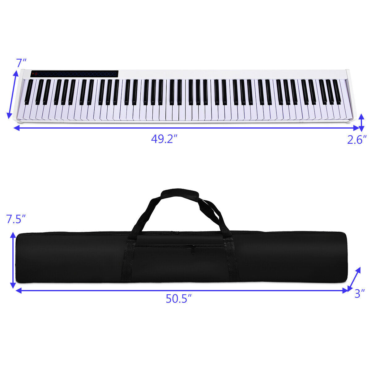 88-Key Portable Electronic Piano with Voice Function-White Kids Crystal