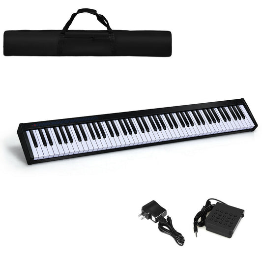 88-Key Portable Electronic Piano with  Voice Function-Black Kids Crystal