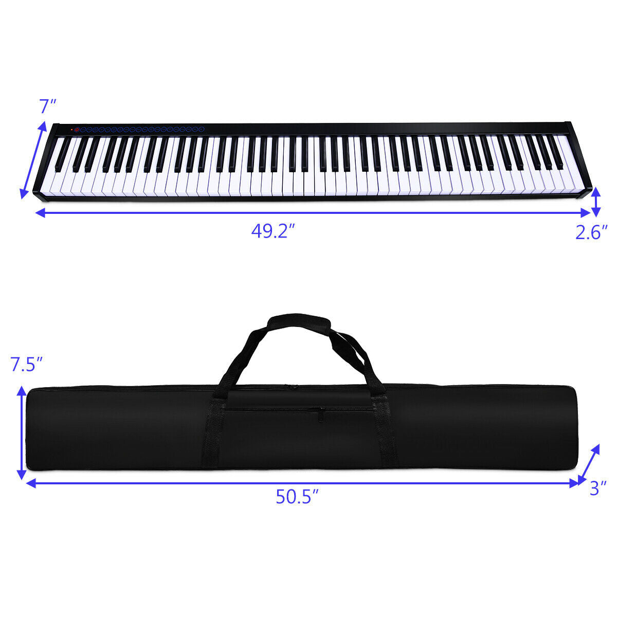 88-Key Portable Electronic Piano with  Voice Function-Black Kids Crystal