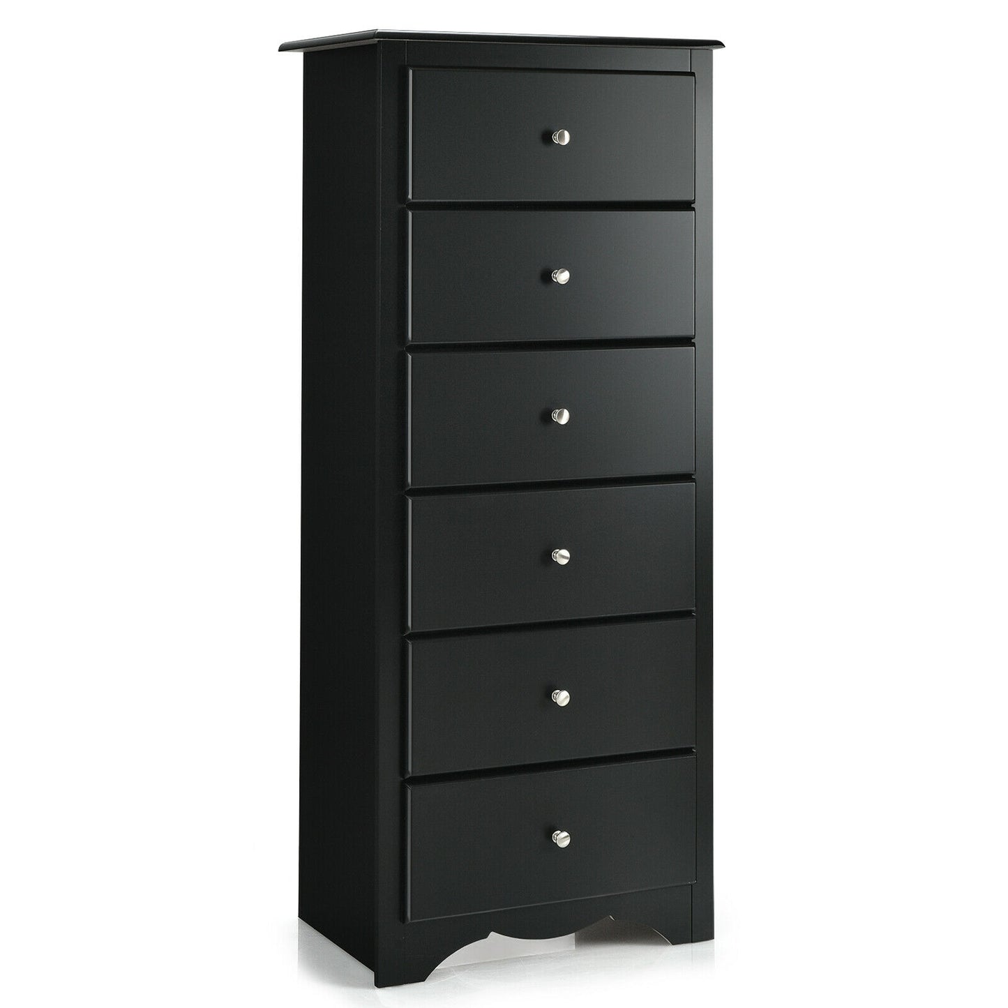 6 Drawers Chest Dresser Clothes Storage Bedroom Furniture Cabinet-Black Kids Crystal