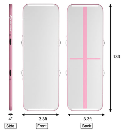 13 Feet Inflatable Gymnastics Tumbling Mat with Pump-Pink