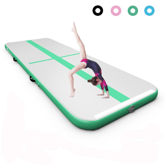 13 Feet Inflatable Gymnastics Tumbling Mat with Pump-Green Kids Crystal