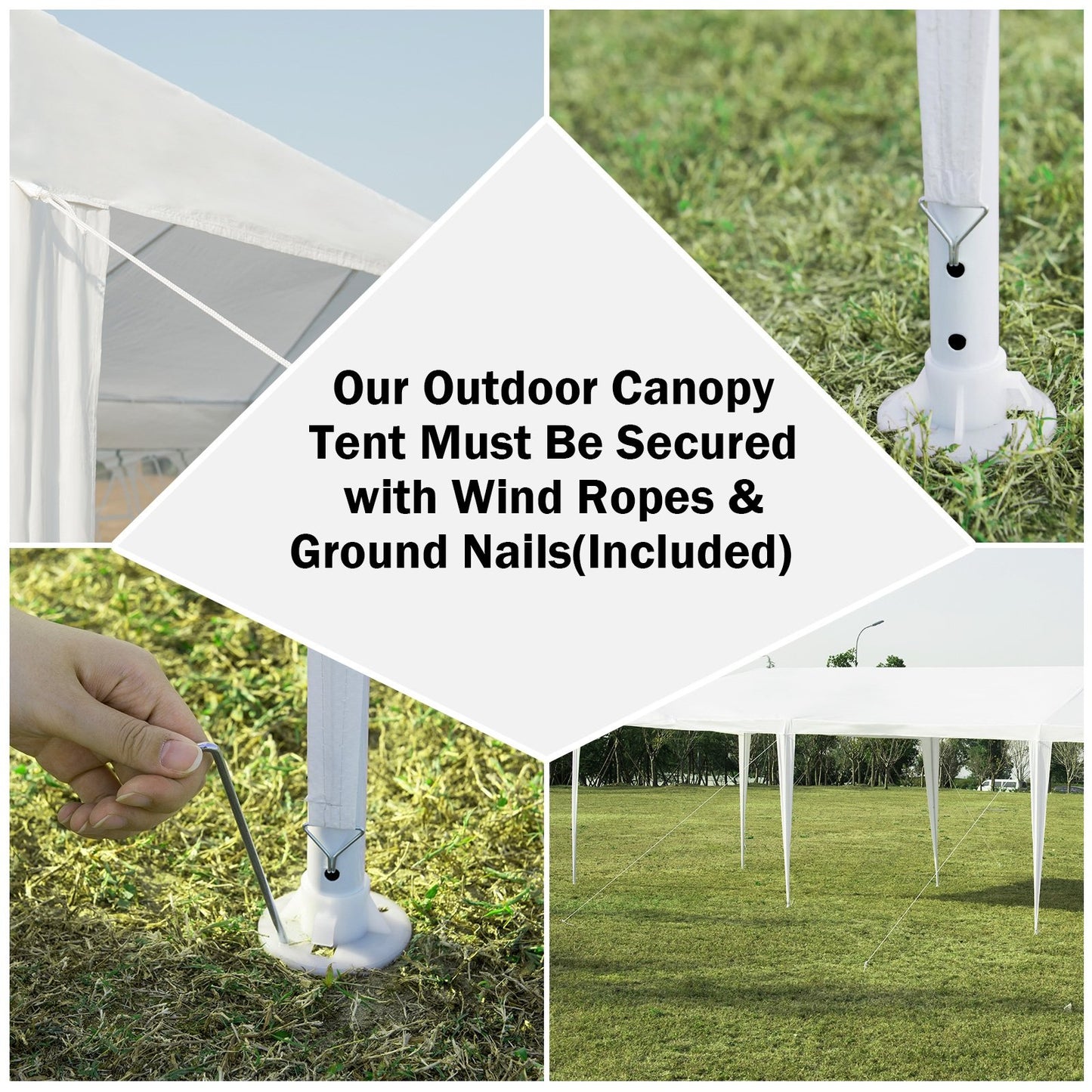 10 x 20 Feet Waterproof Canopy Tent with Tent Peg and Wind Rope Kids Crystal