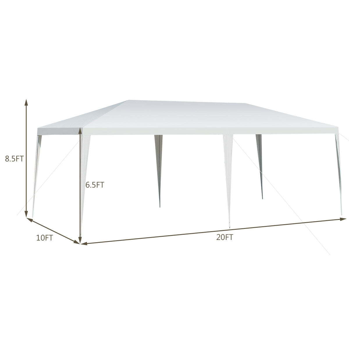10 x 20 Feet Waterproof Canopy Tent with Tent Peg and Wind Rope Kids Crystal