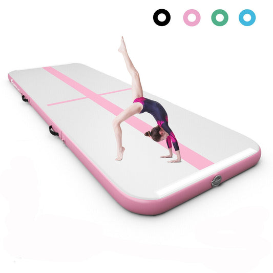 10 Feet Inflatable Gymnastics Tumbling Mat with Pump-Pink Kids Crystal