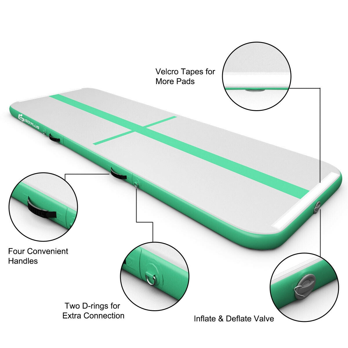 10 Feet Inflatable Gymnastics Tumbling Mat with Pump-Green Kids Crystal