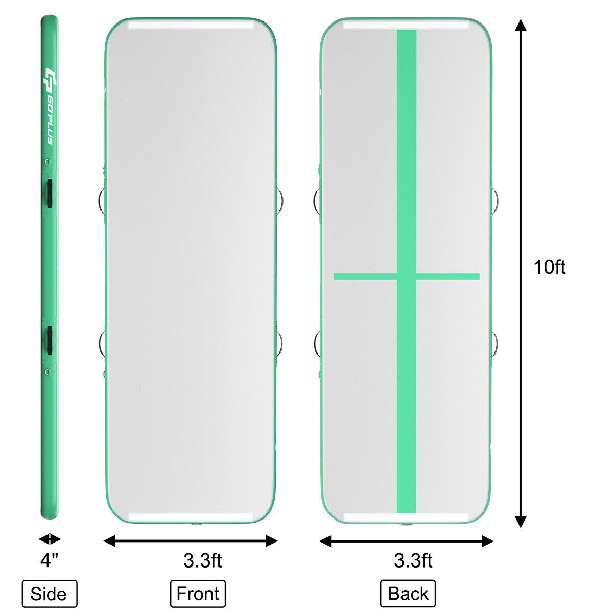 10 Feet Inflatable Gymnastics Tumbling Mat with Pump-Green Kids Crystal