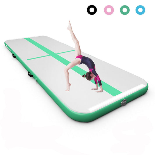 10 Feet Inflatable Gymnastics Tumbling Mat with Pump-Green Kids Crystal