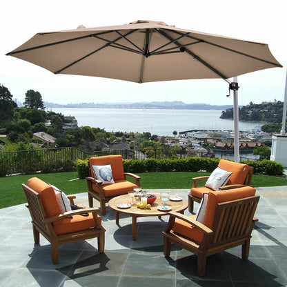 11 Feet Patio Offset Cantilever Umbrella 360° Rotation Aluminum Tilt-Tan