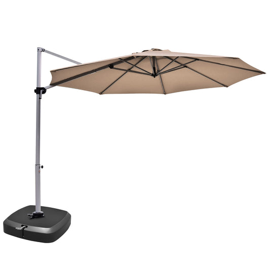11 Feet Patio Offset Cantilever Umbrella 360° Rotation Aluminum Tilt-Tan Kids Crystal