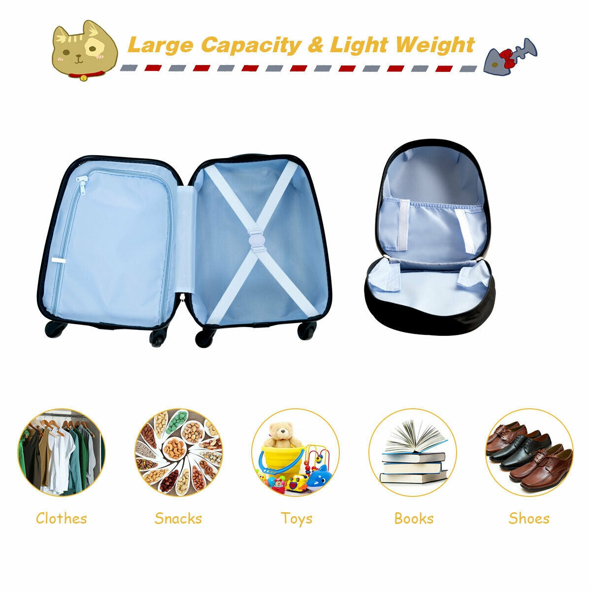 2 Pieces Kids Luggage Set 12 Inch Backpack and 16 Inch Rolling Suitcase Kids Crystal