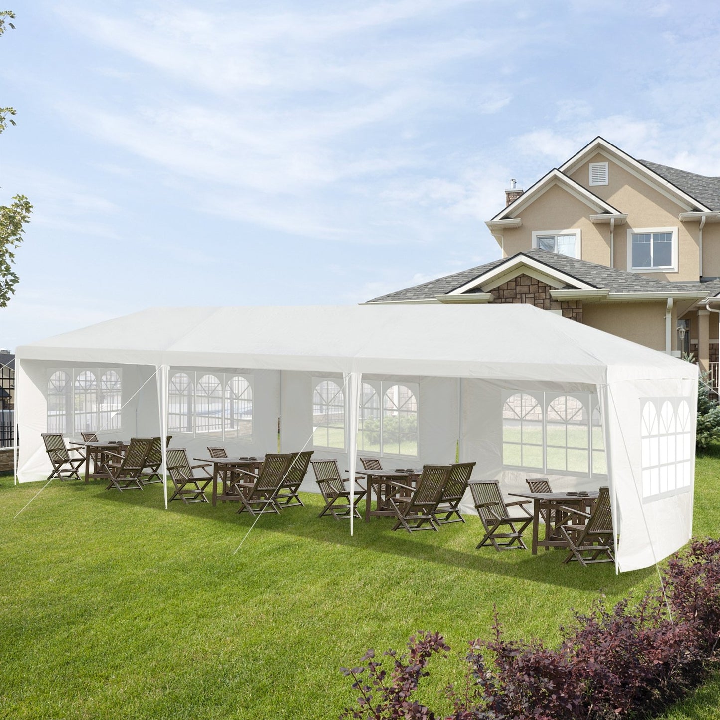 10 x 30 Feet Canopy Tent with 5 Removable Sidewalls for Party Wedding Kids Crystal